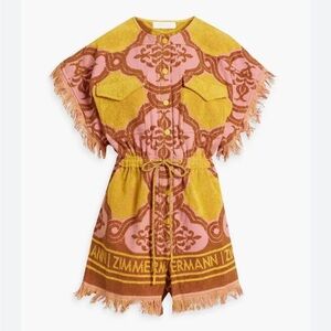 ZIMMERMANN
Cire Drawstring Jacquard-terry Playsuit In Multi